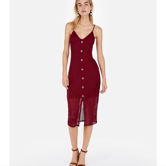 Express Ribbed Button Midi Dress - Picture 10 of 11
